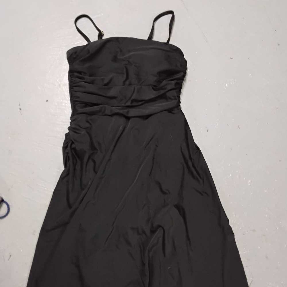 Black Halter Swimdress with Ruffled Neckline - Picture 5 of 5